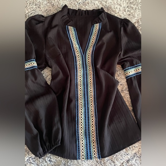 Embroidered Black Blouse - Picture 1 of 14